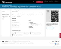 Music and Technology: Algorithmic and Generative Music