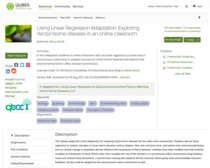 Using Linear Regression Adaptation: Exploring Vector-borne diseases in an online classroom [version 1.0]
